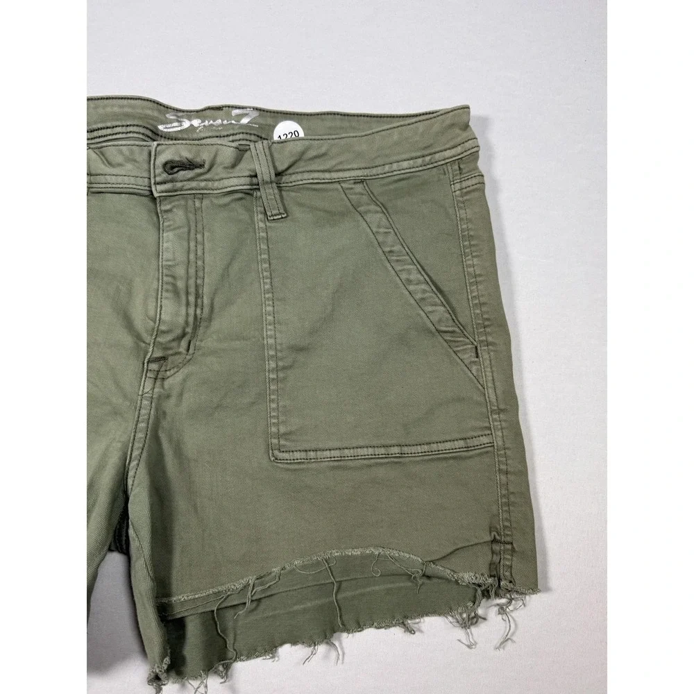 Seven7 Shorts Womens 16 Green Utility‎ Twill Cutoff Frayed Hem Patch Pockets
